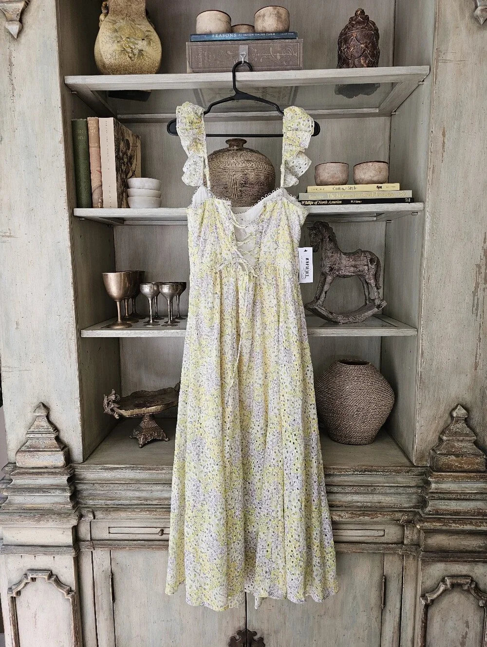 Astr Yellow Floral Eyelet Midi Dress - Picture 7 of 14
